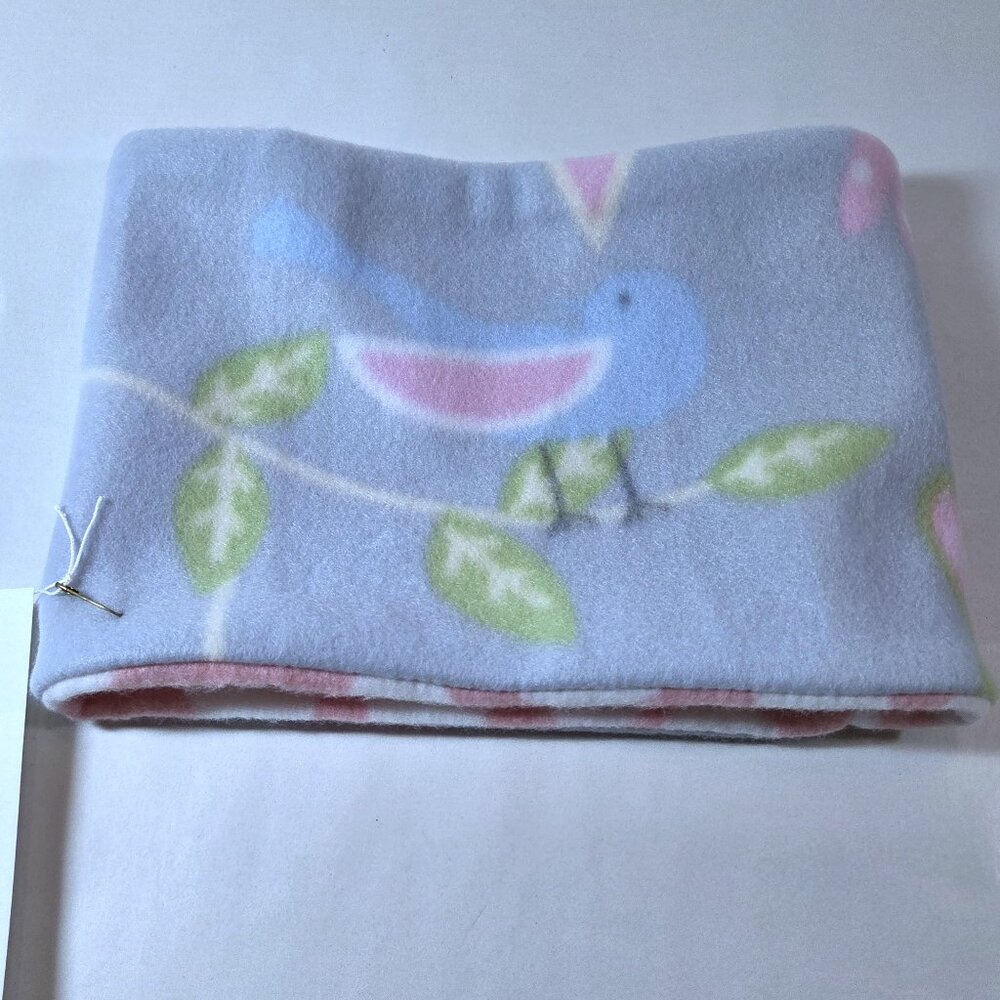 NWT Light Blue Fleece Neck Warmer with Birds & Elephants